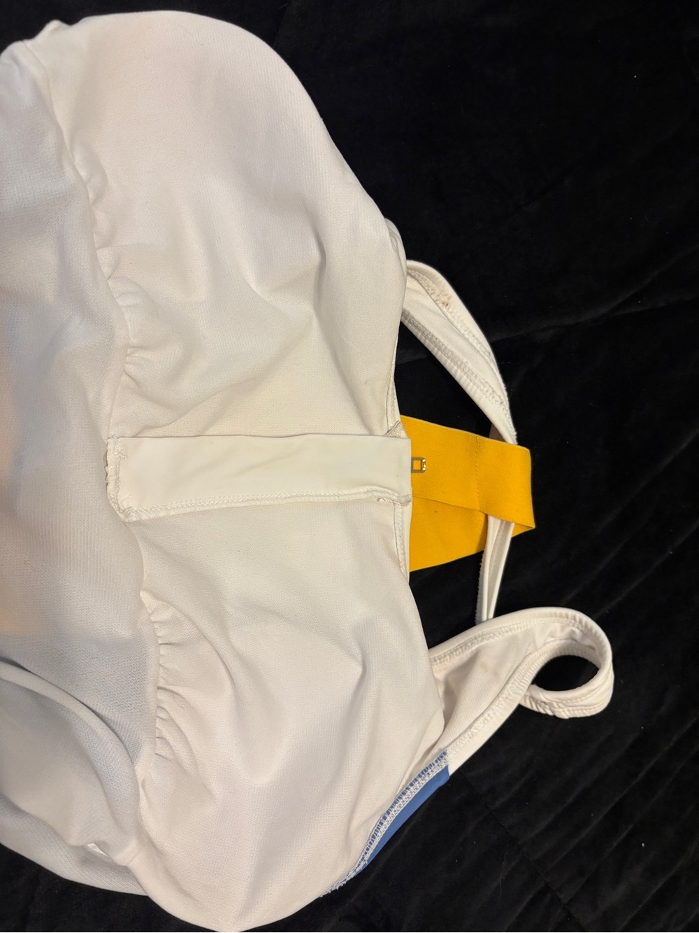 U.S. Polo Assn. White, Blue & Yellow Colorblock Zip-Front One-Piece - Picture 6 of 8